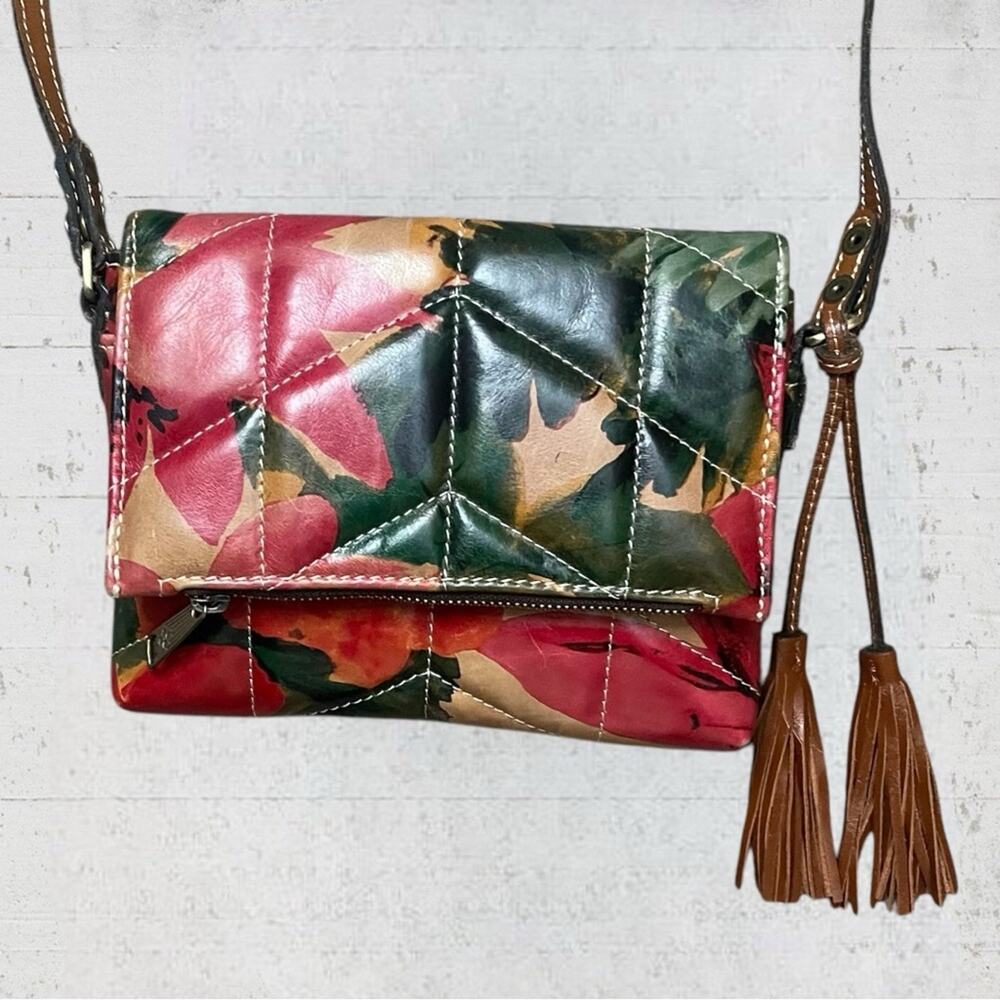 Patricia Nash Quilted Oil-Waxed Leather Corfu Crossbody Bag Bohemian Artsy
